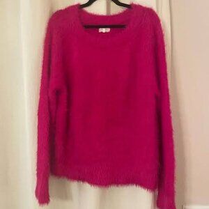 LOU & GREY FUZZY HOT PINK SWEATER SIZE L